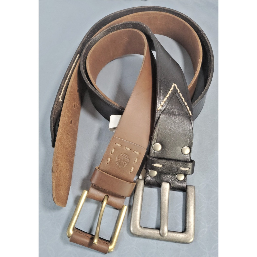 Lot Of 2 USA Brown & Black Leather Belts NEW Size 36 Timberland & Trafalgar